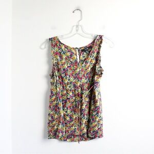 Forever 21 floral print top S Small blouse peplum drawstring peasant fairy boho